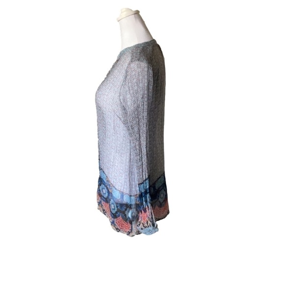 Lucky Brand Medallion Print Sheer Blouse - Picture 10 of 14